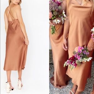 Verona cowl dress Show Me Your MUMU copper satin
